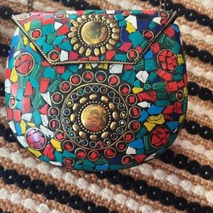 Colorful hard shell boho purse!